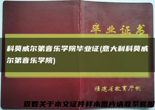 科莫威爾第音樂學院畢業證(意大利科莫威爾第音樂學院)縮略圖