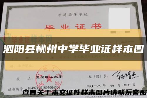 泗陽縣桃州中學畢業證樣本圖縮略圖