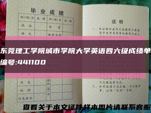 東莞理工學院城市學院大學英語四六級成績單編號:441100縮略圖