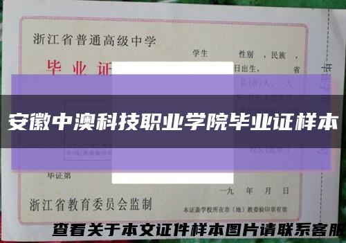 安徽中澳科技職業學院畢業證樣本縮略圖