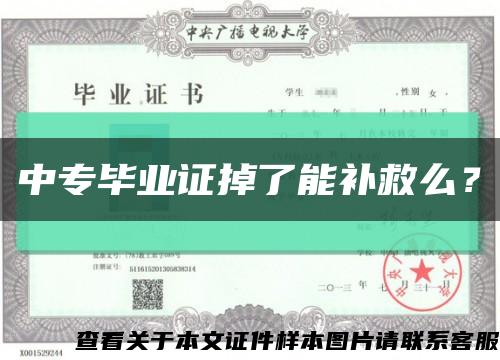 中專畢業證掉了能補救么？縮略圖