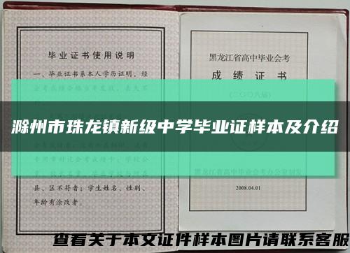滁州市珠龍鎮新級中學畢業證樣本及介紹縮略圖