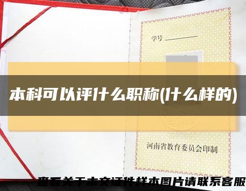本科可以評什么職稱(什么樣的)縮略圖