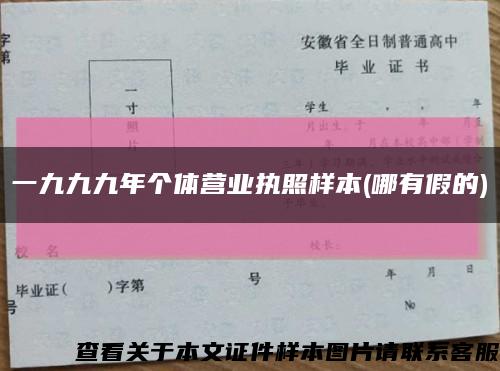 一九九九年個體營業執照樣本(哪有假的)縮略圖