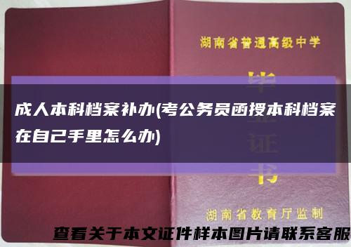 成人本科檔案補辦(考公務員函授本科檔案在自己手里怎么辦)縮略圖