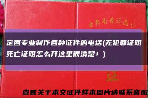 定西專業制作各種證件的電話(無犯罪證明死亡證明怎么開這里很清楚！)縮略圖