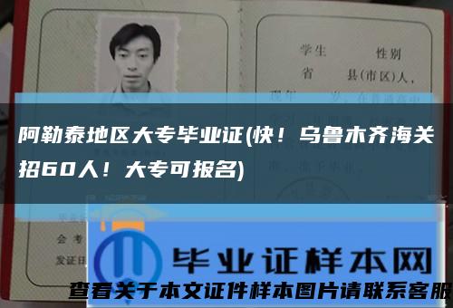 阿勒泰地區大專畢業證(快！烏魯木齊海關招60人！大?？蓤竺?縮略圖