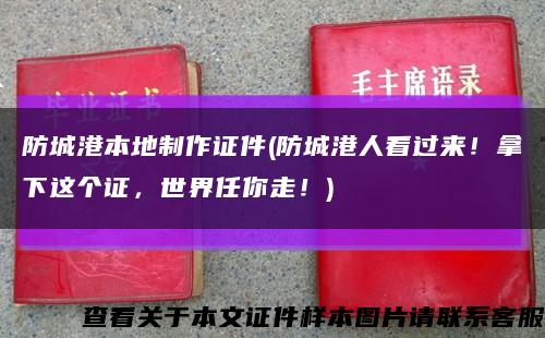 防城港本地制作證件(防城港人看過來！拿下這個證，世界任你走！)縮略圖
