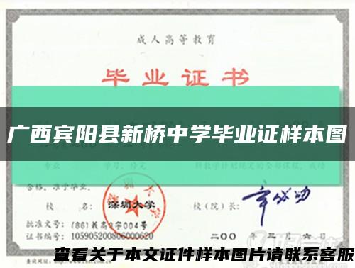 廣西賓陽縣新橋中學畢業證樣本圖縮略圖