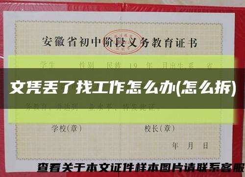 文憑丟了找工作怎么辦(怎么拆)縮略圖