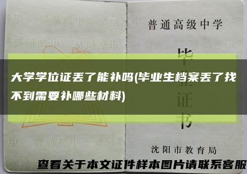 大學學位證丟了能補嗎(畢業生檔案丟了找不到需要補哪些材料)縮略圖