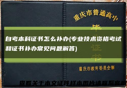 自考本科證書怎么補辦(專業技術資格考試和證書補辦常見問題解答)縮略圖
