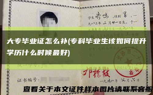 大專畢業證怎么補(?？飘厴I生該如何提升學歷什么時候最好)縮略圖