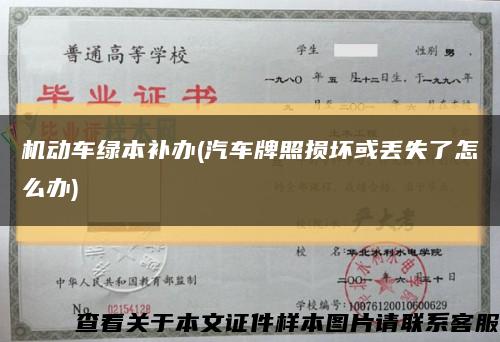 機動車綠本補辦(汽車牌照損壞或丟失了怎么辦)縮略圖