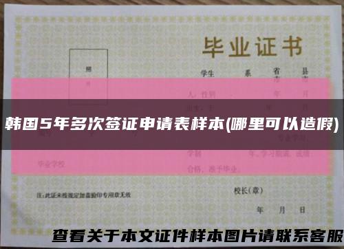 韓國5年多次簽證申請表樣本(哪里可以造假)縮略圖