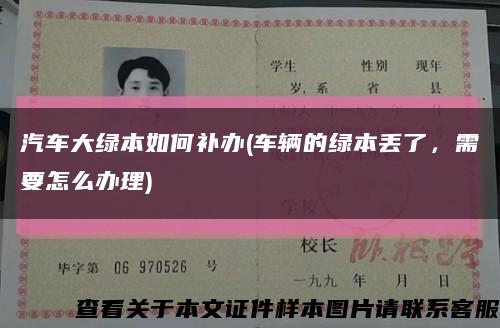 汽車大綠本如何補辦(車輛的綠本丟了，需要怎么辦理)縮略圖