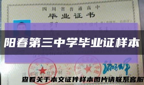 陽春第三中學畢業證樣本縮略圖