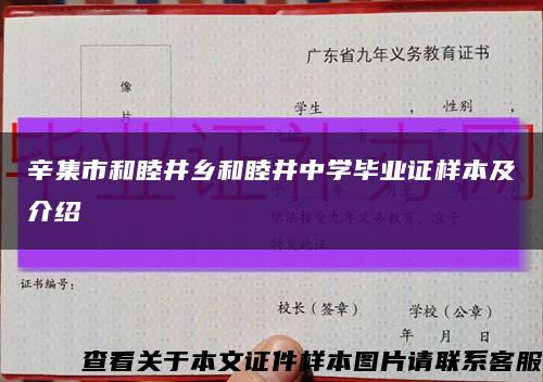 辛集市和睦井鄉和睦井中學畢業證樣本及介紹縮略圖