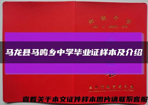 馬龍縣馬鳴鄉中學畢業證樣本及介紹縮略圖