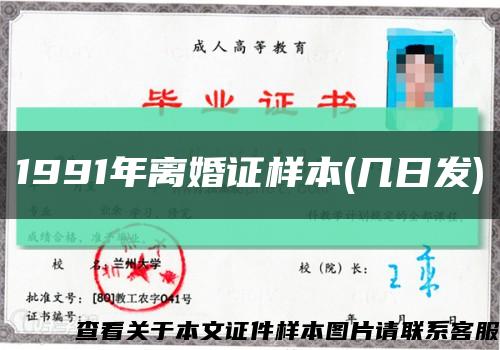 1991年離婚證樣本(幾日發)縮略圖