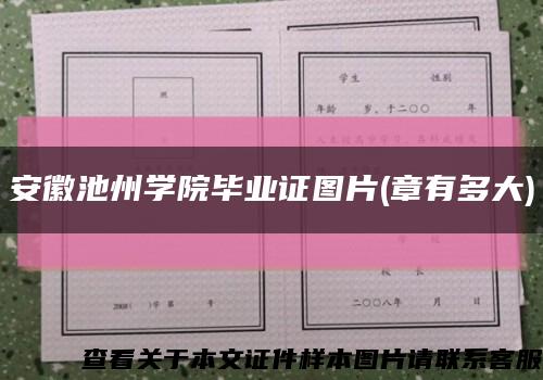 安徽池州學院畢業證圖片(章有多大)縮略圖