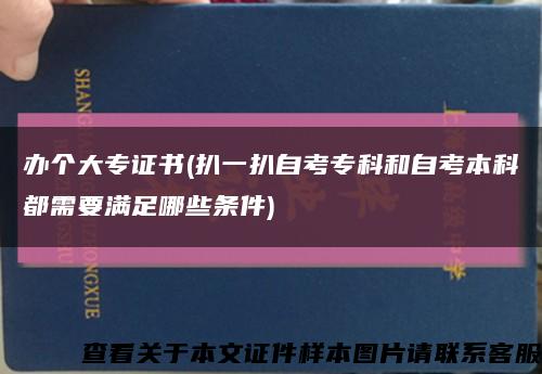 辦個大專證書(扒一扒自考?？坪妥钥急究贫夹枰獫M足哪些條件)縮略圖