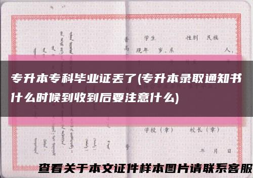 專升本?？飘厴I證丟了(專升本錄取通知書什么時候到收到后要注意什么)縮略圖