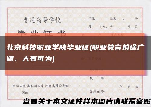 北京科技職業學院畢業證(職業教育前途廣闊、大有可為)縮略圖