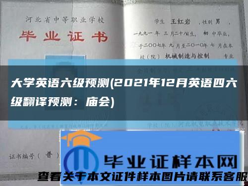 大學英語六級預測(2021年12月英語四六級翻譯預測：廟會)縮略圖