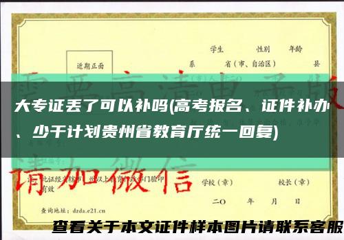 大專證丟了可以補嗎(高考報名、證件補辦、少干計劃貴州省教育廳統一回復)縮略圖