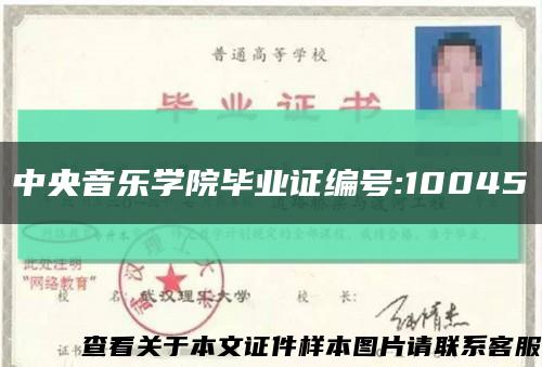 中央音樂學院畢業證編號:10045縮略圖