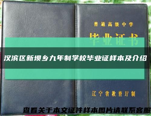 漢濱區新壩鄉九年制學校畢業證樣本及介紹縮略圖