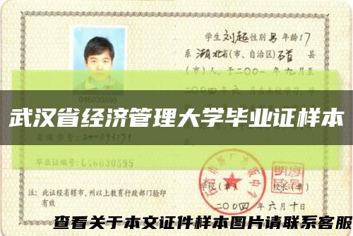 武漢省經濟管理大學畢業證樣本縮略圖