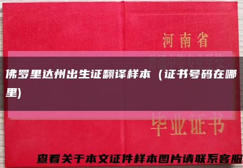 佛羅里達州出生證翻譯樣本（證書號碼在哪里)縮略圖