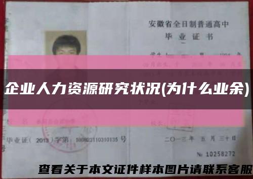 企業人力資源研究狀況(為什么業余)縮略圖