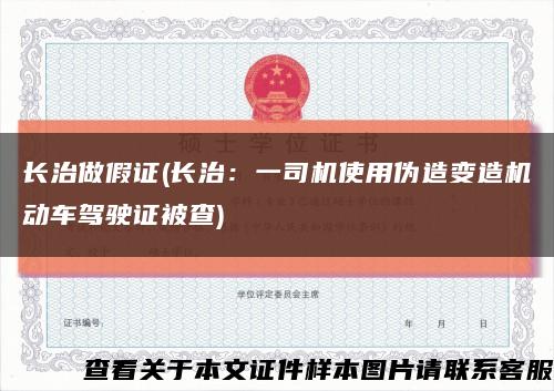 長治做假證(長治：一司機使用偽造變造機動車駕駛證被查)縮略圖