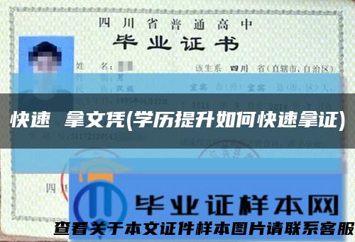 快速 拿文憑(學歷提升如何快速拿證)縮略圖