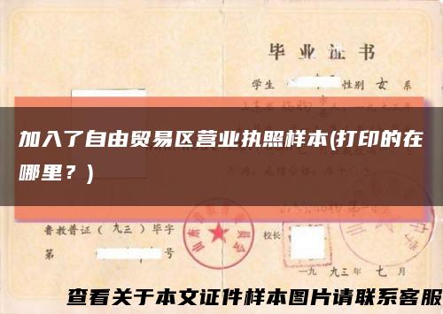 加入了自由貿易區營業執照樣本(打印的在哪里？)縮略圖