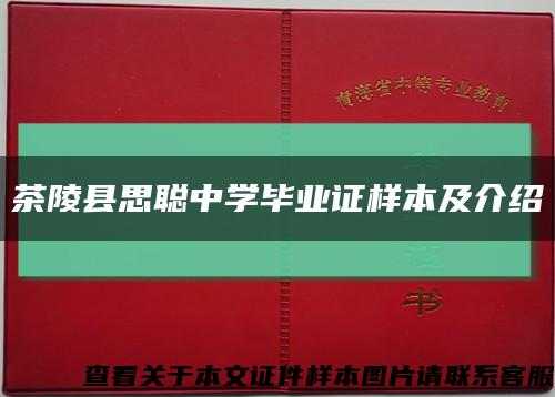 茶陵縣思聰中學畢業證樣本及介紹縮略圖