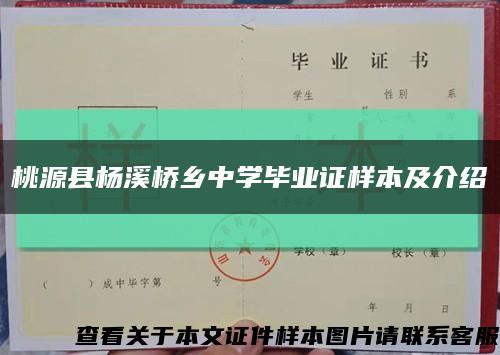 桃源縣楊溪橋鄉中學畢業證樣本及介紹縮略圖