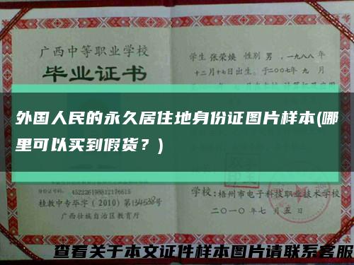 外國人民的永久居住地身份證圖片樣本(哪里可以買到假貨？)縮略圖