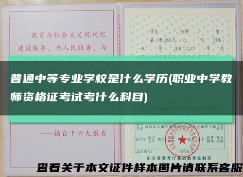 普通中等專業學校是什么學歷(職業中學教師資格證考試考什么科目)縮略圖