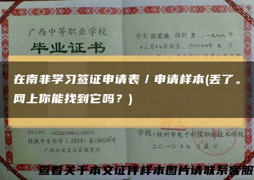 在南非學習簽證申請表／申請樣本(丟了。網上你能找到它嗎？)縮略圖