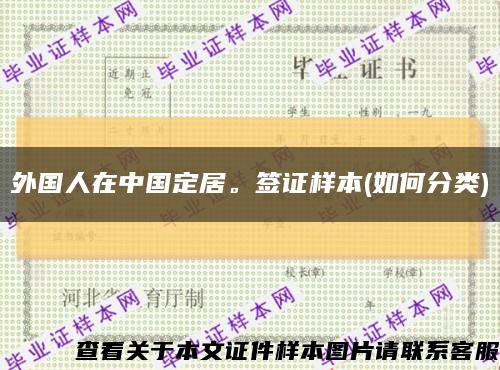 外國人在中國定居。簽證樣本(如何分類)縮略圖
