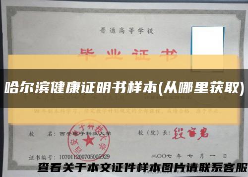哈爾濱健康證明書樣本(從哪里獲取)縮略圖