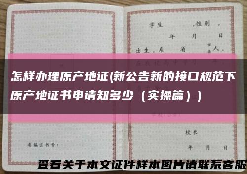 怎樣辦理原產地證(新公告新的接口規范下原產地證書申請知多少（實操篇）)縮略圖