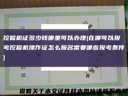 挖掘機證多少錢哪里可以辦理(在哪可以報考挖掘機操作證怎么報名需要哪些報考條件)縮略圖