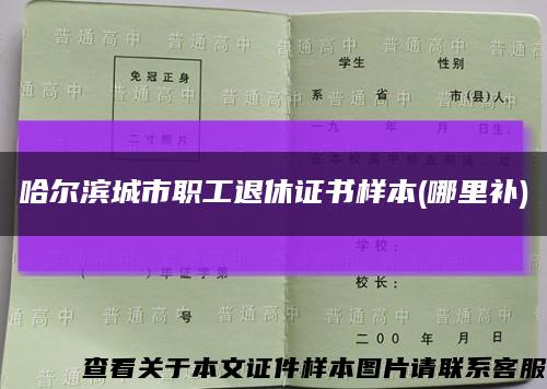 哈爾濱城市職工退休證書樣本(哪里補)縮略圖