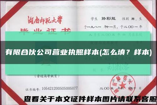 有限合伙公司營業執照樣本(怎么填？樣本)縮略圖