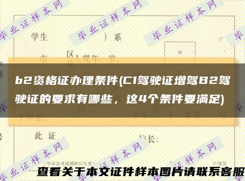 b2資格證辦理條件(C1駕駛證增駕B2駕駛證的要求有哪些，這4個條件要滿足)縮略圖